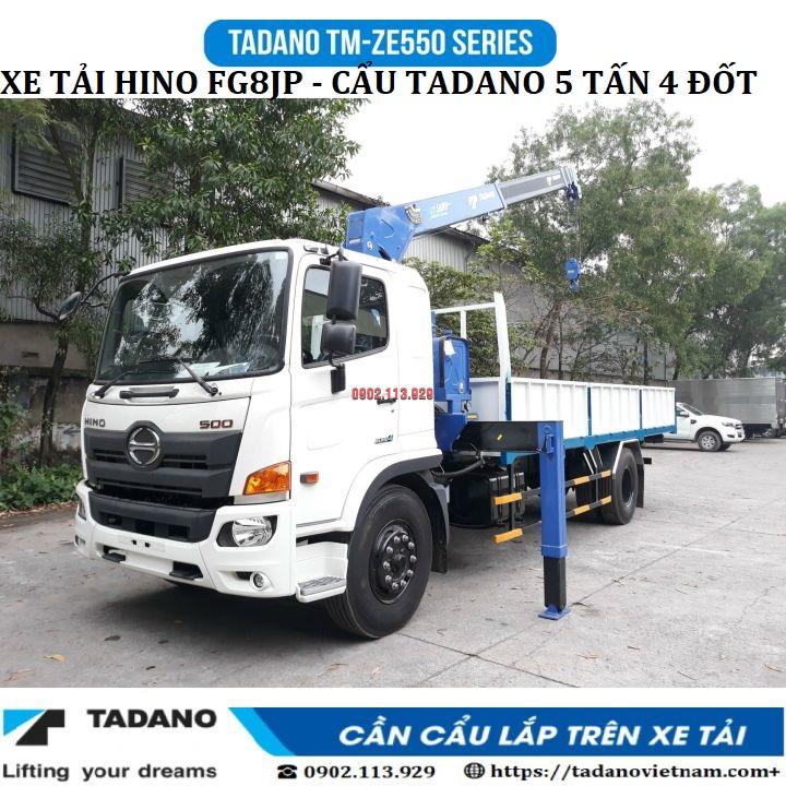 Xe tải hino FG8JP lắp cẩu Tadano TM - ZE554 ( 5 tấn 4 đốt ), thùng 6,6 m có tải HH 6,85 tấn 