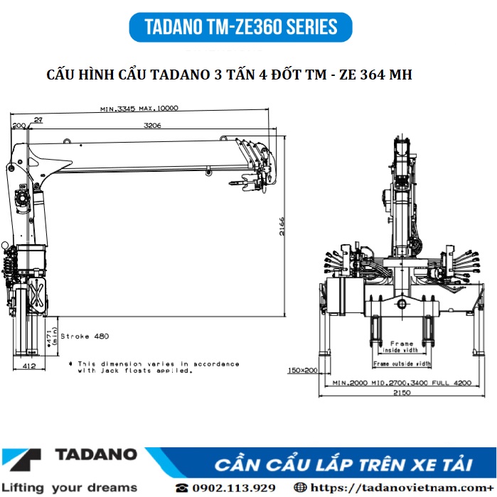 Cấu hình cẩu tadano 364MH