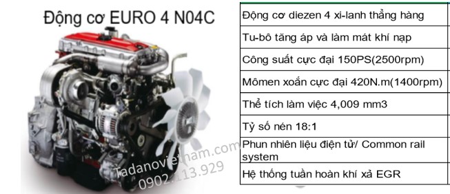 Động cơ xe tải hino xzu730 gắn cẩu tadano 3 tấn 5 đốt TM - ze365mh