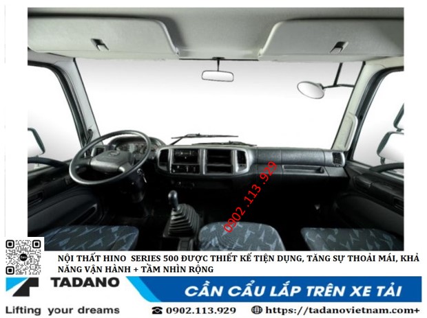 Nội thất xe tải hino series 500 FL gắn cẩu 3 tấn 4 đốt tadano