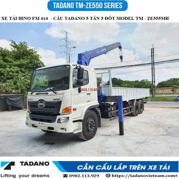 Xe tải hino 12,5 tấn FM8 ( 6x4)  cầu thật  gắn cẩu Tadano TM-ZE555H (5 tấn 5 đốt)